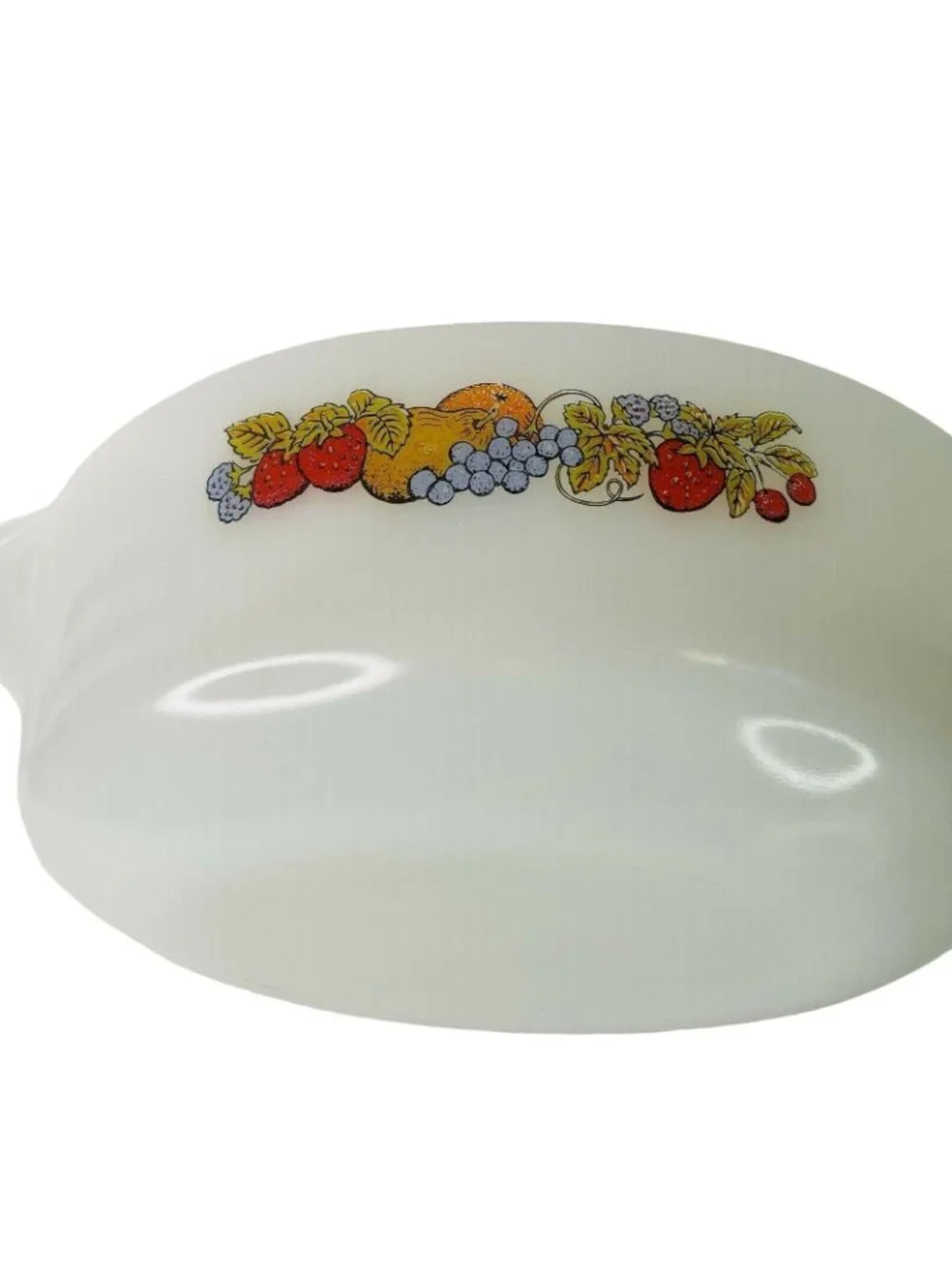 Casserole Dish Fire King Nature Bounty Oval 433 Anchor Hocking Lidded 1.5 q 1976